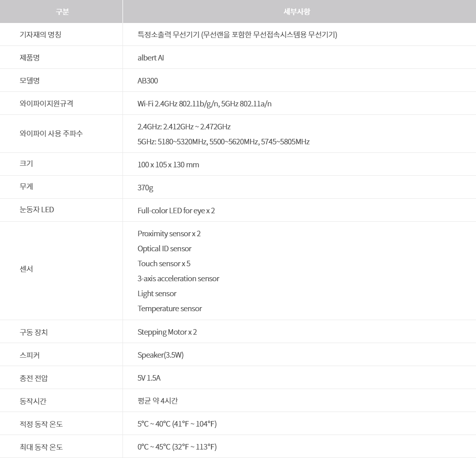 제품 사양